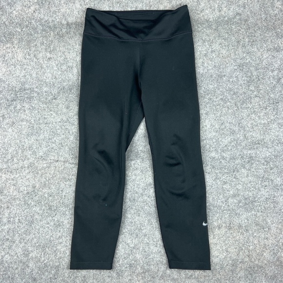 Nike‎ Pants Womens Small Black One Training Tight Cropped Leggings Active Gym - Picture 1 of 11